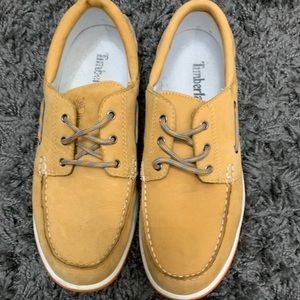 Timberland boat shoe, wheat/orange, size 9.5